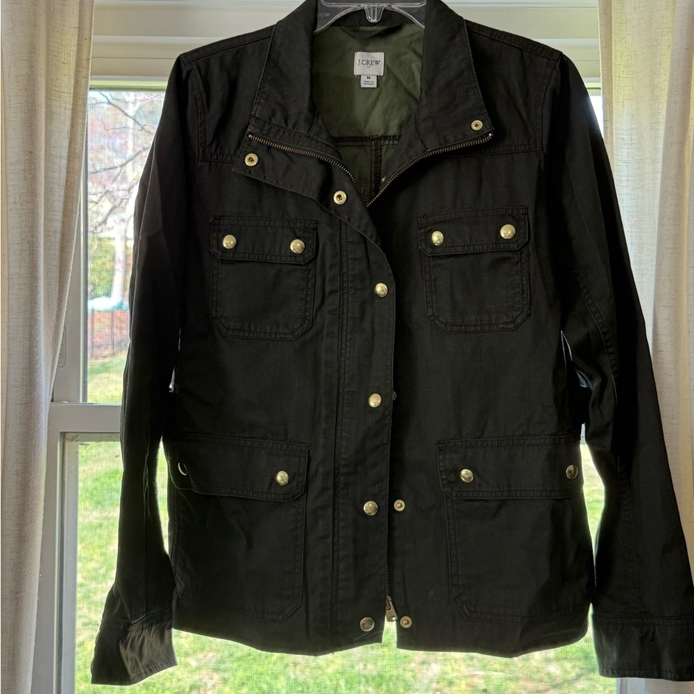 J. Crew Army Green Utility Jacket with Gold Accents